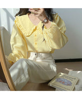 Cute Colors Stylish Peter Pan Collar Blouse Shirts